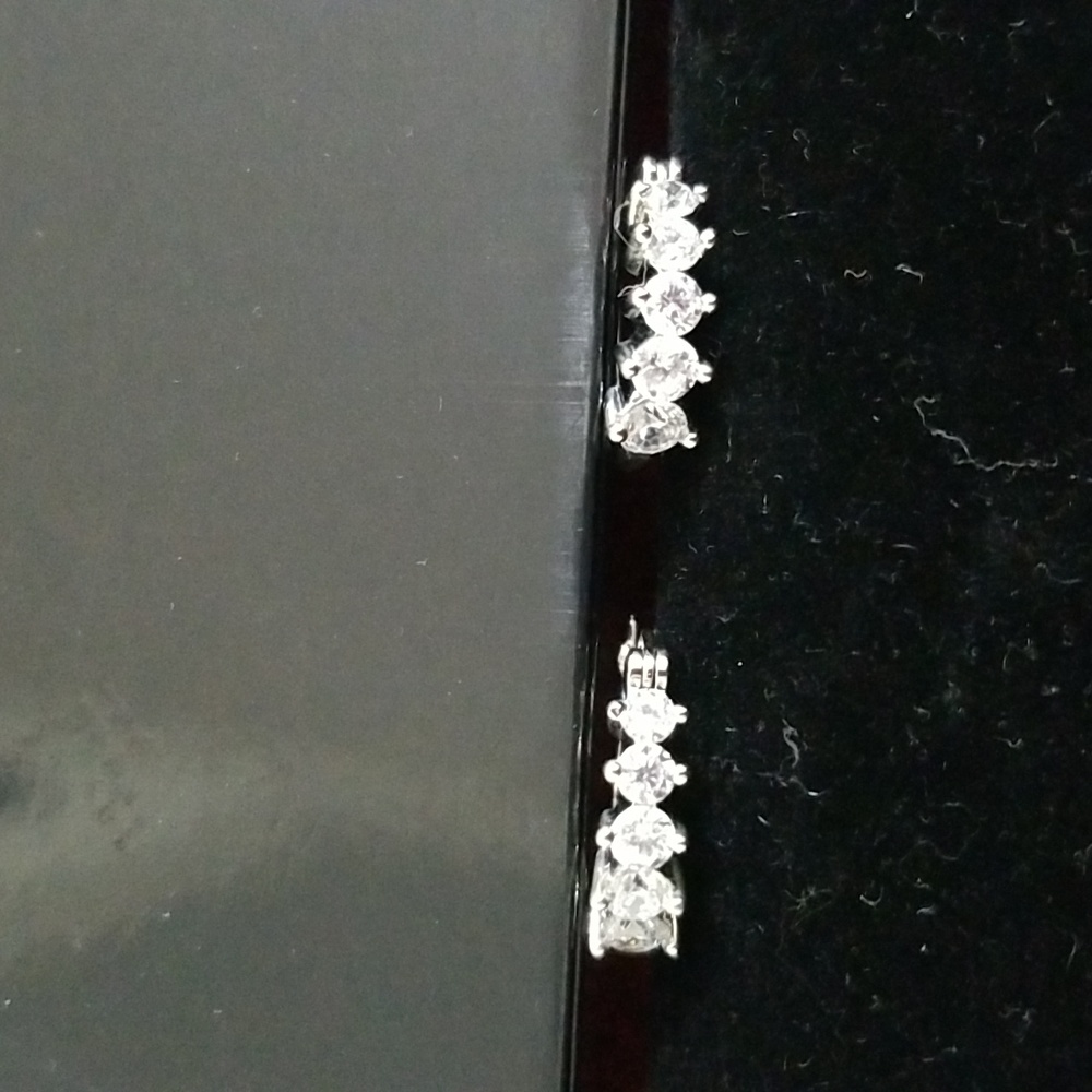 New Sterling Silver CZ Hoop Earrings